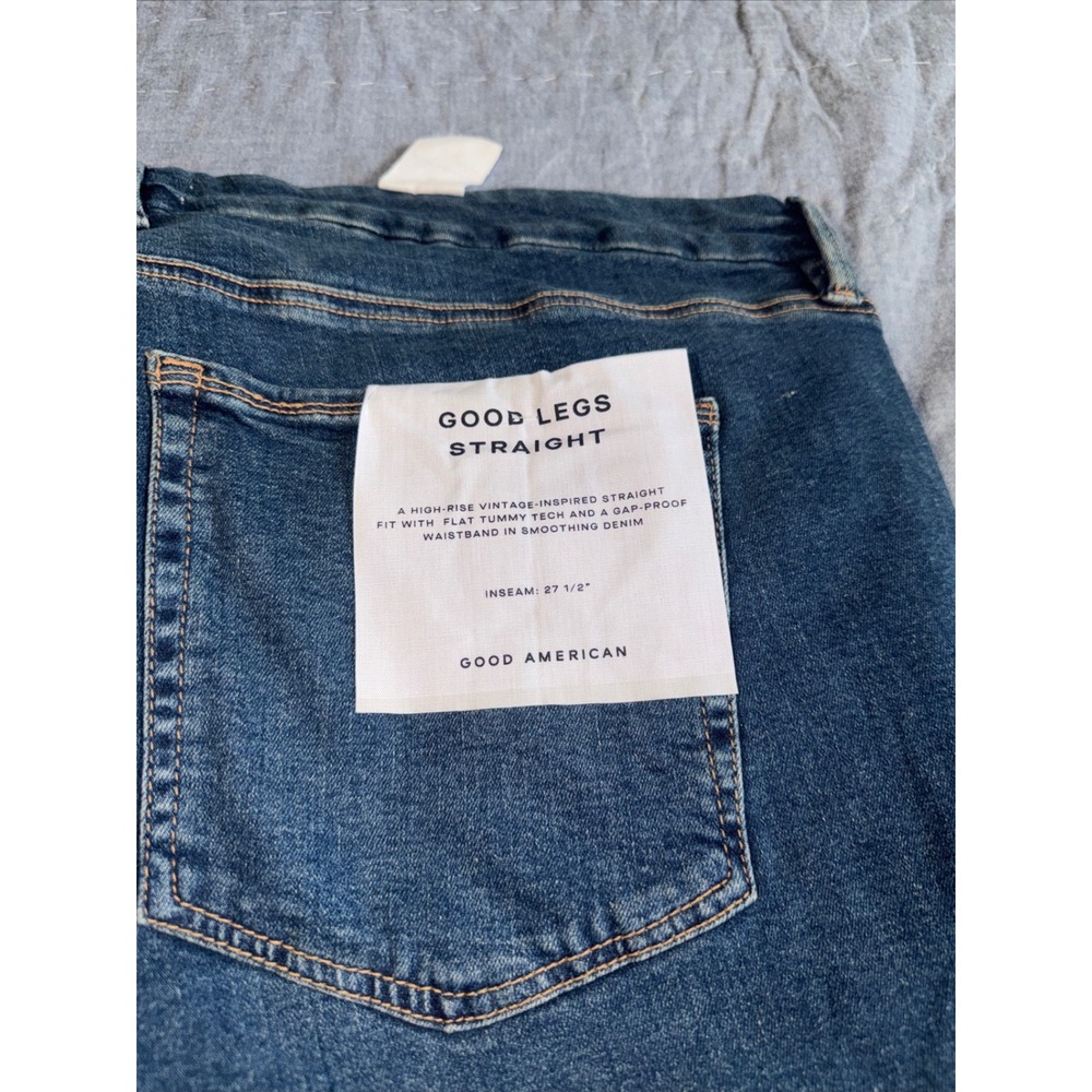 Good American Good Legs Straight High Rise Jeans Blue Size 22 GL5873T NWT Blue - Picture 1 of 10